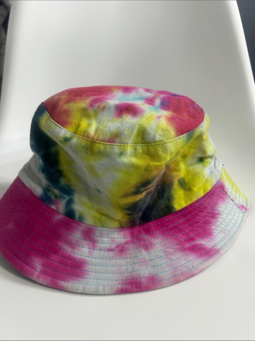 100% Cotton Tie-Dye Bucket Hat - Pink, Yellow & Blue